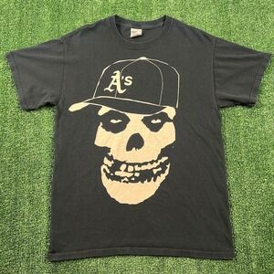 Vintage MC Lars Oakland A's Misfits Rap T-Shirt Men's Medium Faded Black Y2K